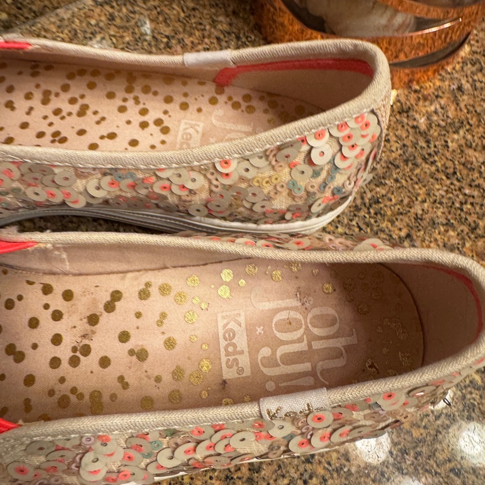 Keds Oh Joy Cream and Red Flats with Comfort Sole - Picture 3 of 6